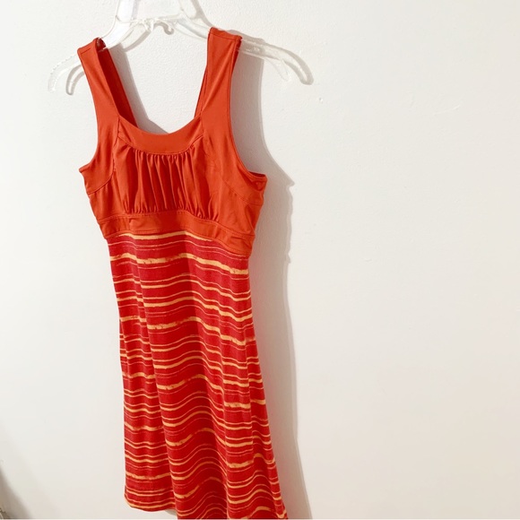 Alpine Design Sporty Scoop Neck Sleeveless Fit Flare Spandex Stripe Dress 🟥🟧 - Picture 2 of 9